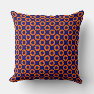 Aperture Pattern - Orange on Deep Navy Throw Pillow