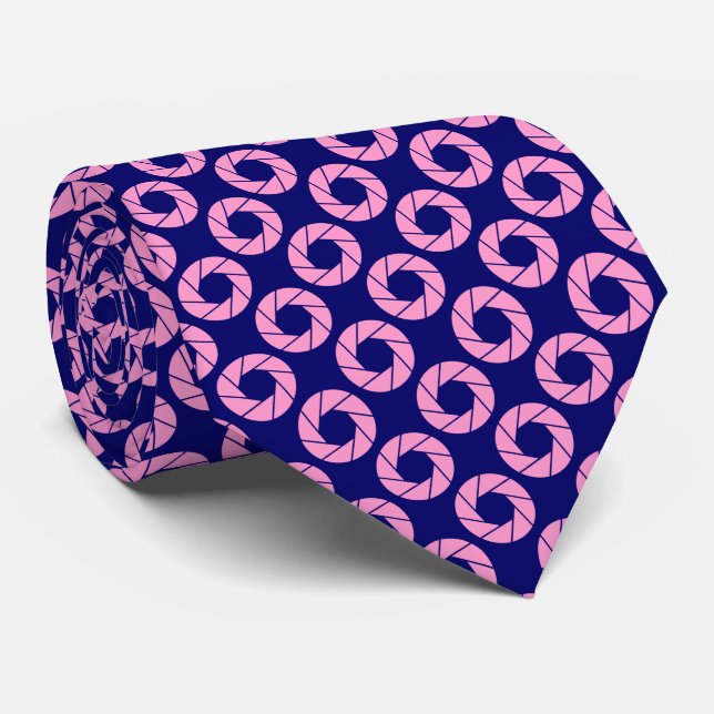 Aperture Pattern - Pink on Deep Navy Neck Tie (Rolled)