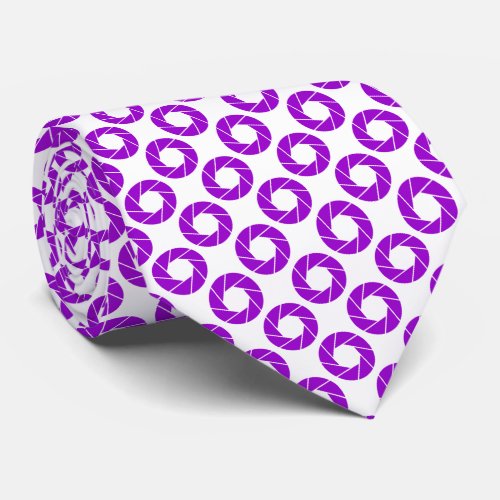 Aperture Pattern _ Purple on White Neck Tie