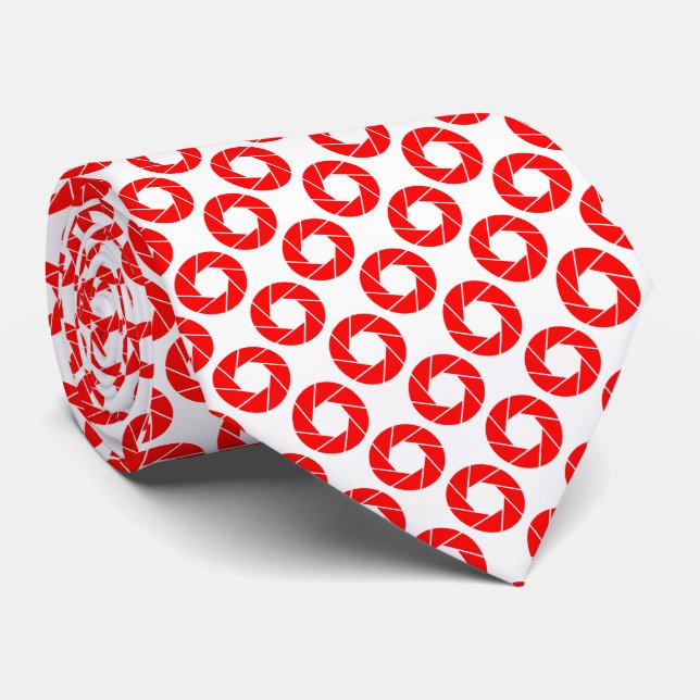 Aperture Pattern - Red on White Neck Tie (Rolled)