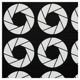 Aperture Pattern - White on Black Fabric