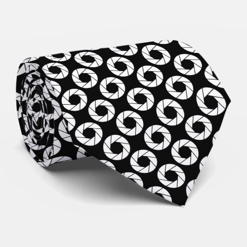 Aperture Pattern _ White on Black Neck Tie