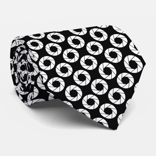 Aperture Pattern - White on Black Neck Tie (Rolled)
