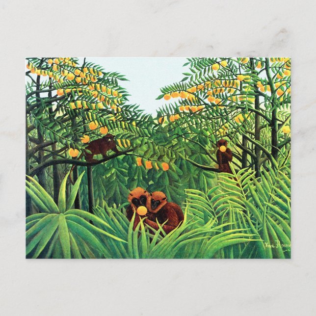 "Apes in the Orange Grove" by Henri Rousseau Postcard (Front)