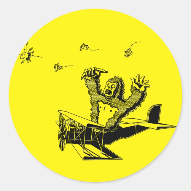 Apes On Planes Classic Round Sticker (Front)