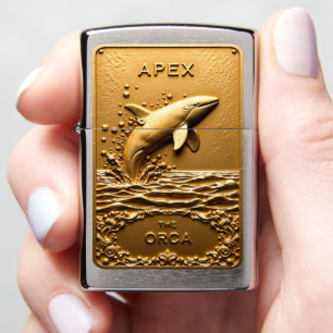 Apex Orca Golden Breaching Sea Zippo Lighter