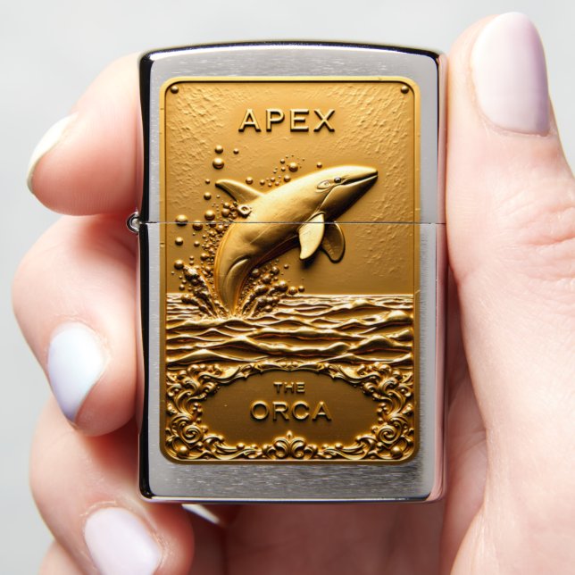 Apex Orca Golden Breaching Sea Zippo Lighter (In Hand)