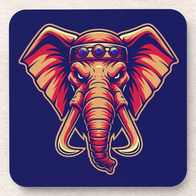Apex Pachyderm - Navy Blue and Orange Edition Beverage Coaster (Front)