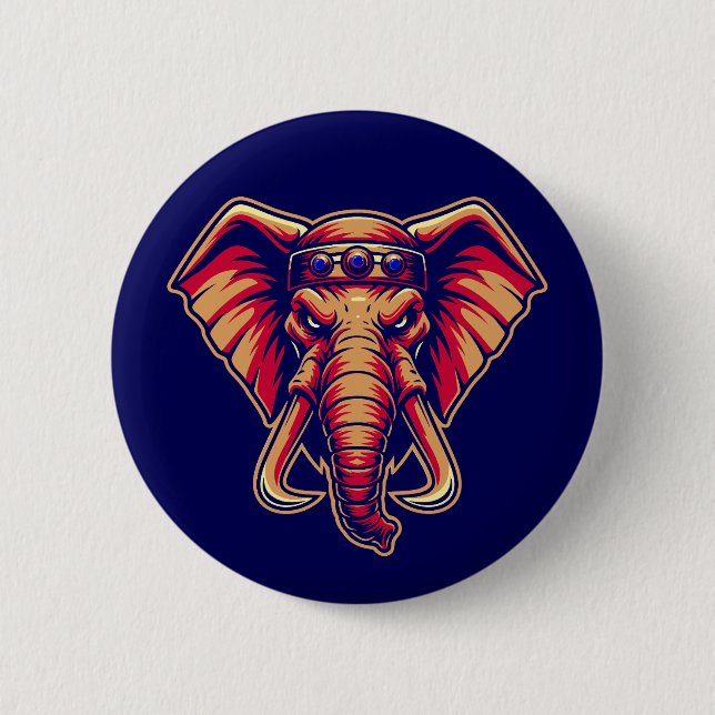 Apex Pachyderm - Navy Blue and Orange Edition Button (Front)