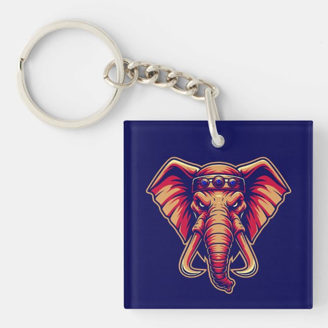 Apex Pachyderm - Navy Blue and Orange Edition Keychain (Front)