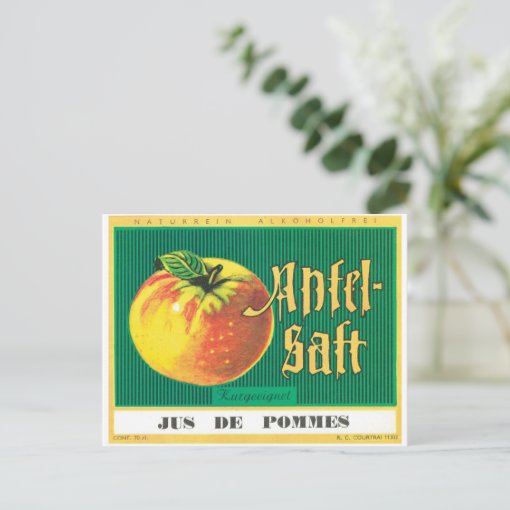 ApfelSaft Apple Juice German Language Vintage Art Postcard Zazzle