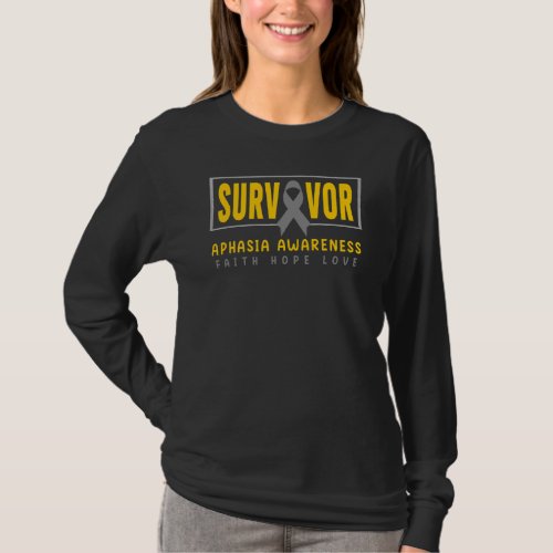 Aphasia Awareness   Gray Ribbon Aphasia Survivor 1 T_Shirt