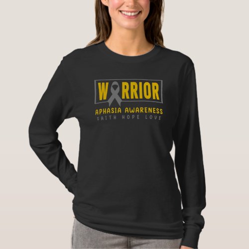 Aphasia Awareness   Gray Ribbon Aphasia Warrior T_Shirt