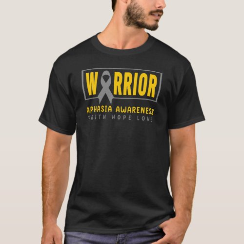 Aphasia Awareness   Gray Ribbon Aphasia Warrior T_Shirt