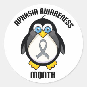 Aphasia Awareness Penguin Ribbon Stickers