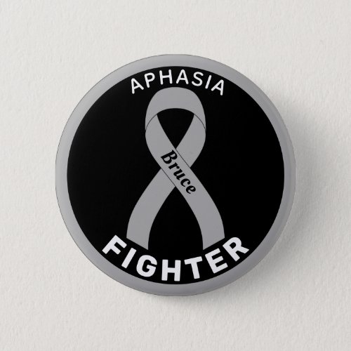 Aphasia Fighter Ribbon Black Button