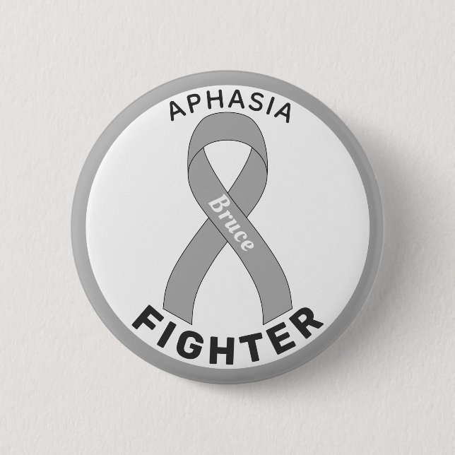 Aphasia Fighter Ribbon White Button (Front)