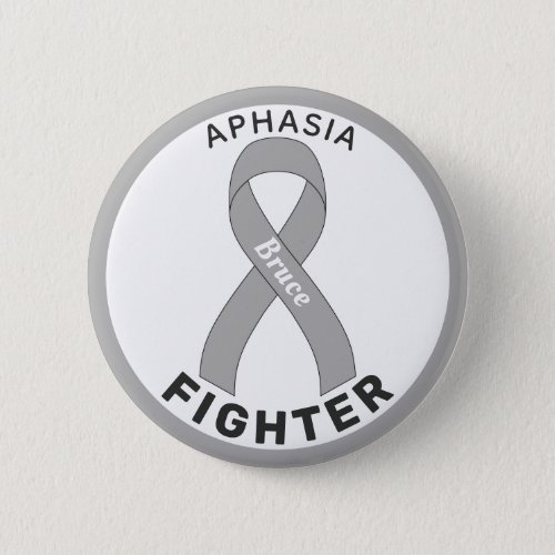 Aphasia Fighter Ribbon White Button