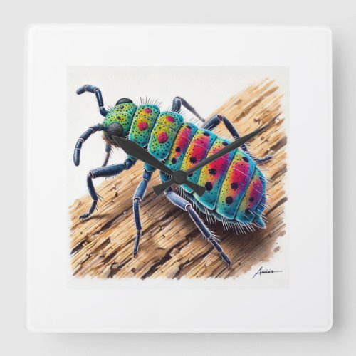 Aphid dorsal view 260624IREF111 _ Watercolor Square Wall Clock