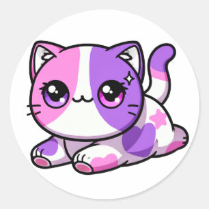 Aphmau, Meemeows, Cute Cat, Purple Kawaii Stickers