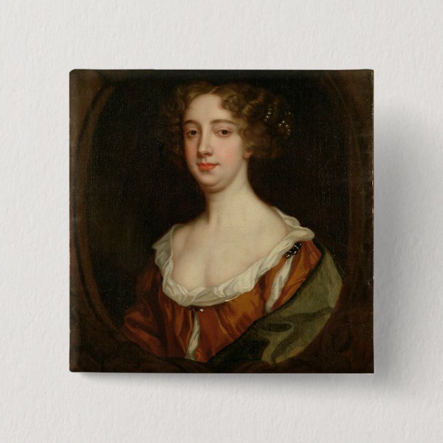 Aphra Behn (1640-89) (oil on canvas) Button (Front)