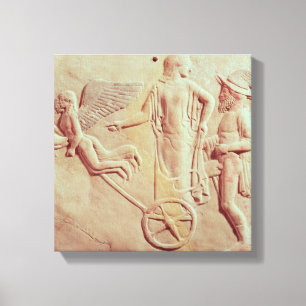 Aphrodite and Hermes riding on a chariot Canvas Print