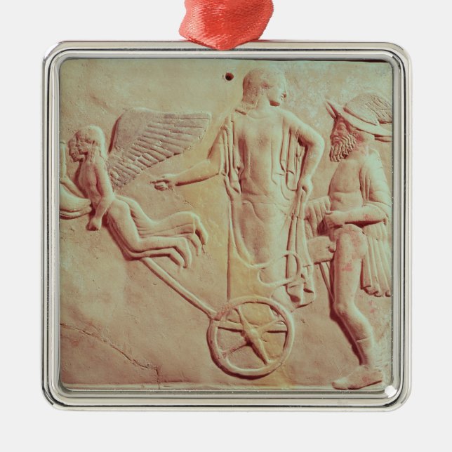 Aphrodite and Hermes riding on a chariot Metal Ornament (Front)