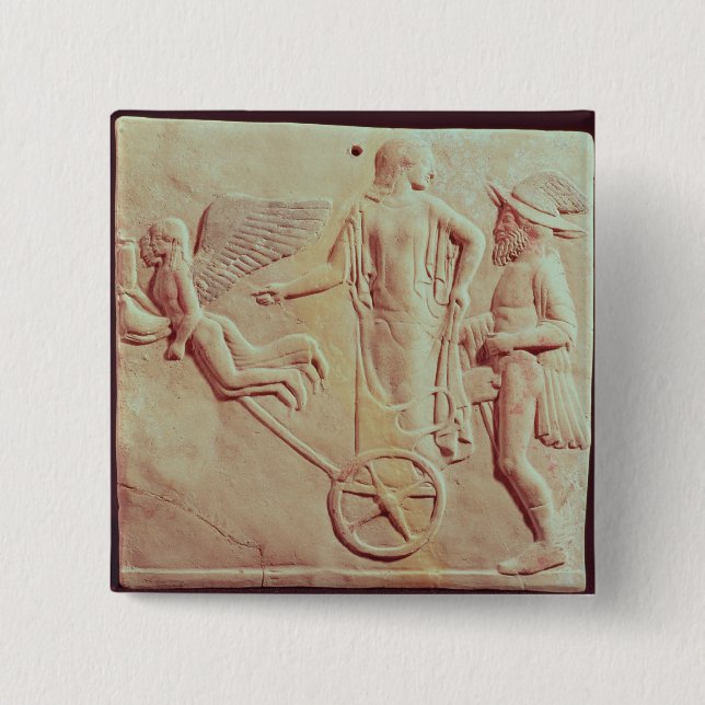 Aphrodite and Hermes riding on a chariot Pinback Button (Front)