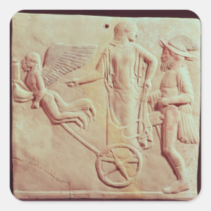 Aphrodite and Hermes riding on a chariot Square Sticker
