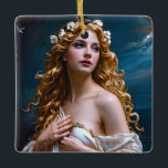 "Aphrodite: Goddess of Love and Light" Ceramic Ornament<br><div class="desc">"Aphrodite: Goddess of Love and Light". Rendered in a delicate, classical style, this painting brings Aphrodite to life with a touch of modern elegance. Her golden hair and serene expression reflect her status as a beautiful goddess with a dove as a symbol of love and peace, and the sea reminiscent...</div>
