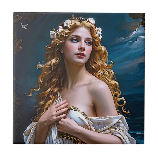 "Aphrodite: Goddess of Love and Light" Ceramic Tile (Front)