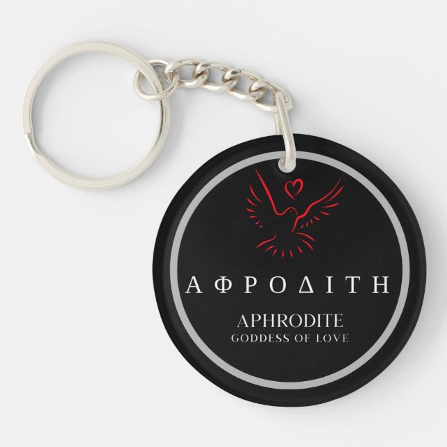 Aphrodite Greek Goddess of Love Dove Design Keychain (Front)