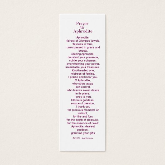 Aphrodite Prayer Card (Front)