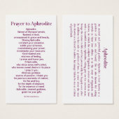 Aphrodite Prayer Card (Front & Back)