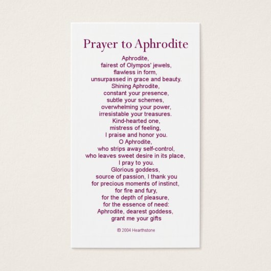 Aphrodite Prayer Card (Front)