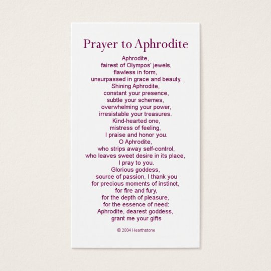 Aphrodite Prayer Card
