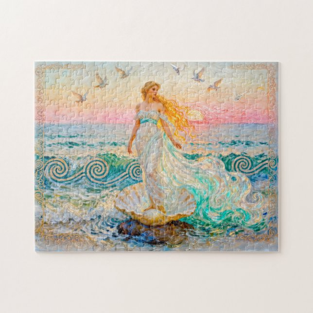 Aphrodite Rising from Seashell at the Ocean Shore Jigsaw Puzzle (Horizontal)