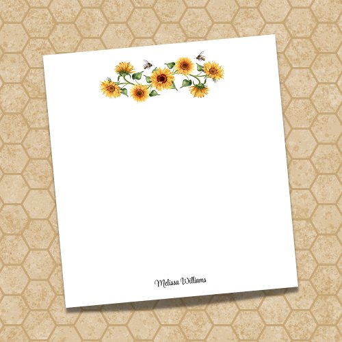 Apiarist Country Sunflower Bees Botanical _ White Notepad