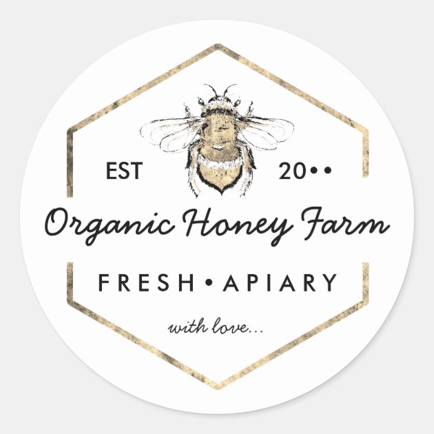 Apiarist Gold Bumble Bee Honeycomb Classic Round Sticker