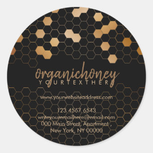 Apiarist Honey Jar Beewax Candle Gold Honeycomb Classic Round Sticker