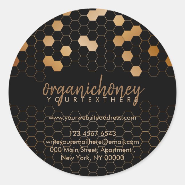 Apiarist Honey Jar Beewax Candle Gold Honeycomb Classic Round Sticker