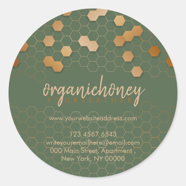 Apiarist Honey Jar wax Candle Sage gold Classic Round Sticker (Front)