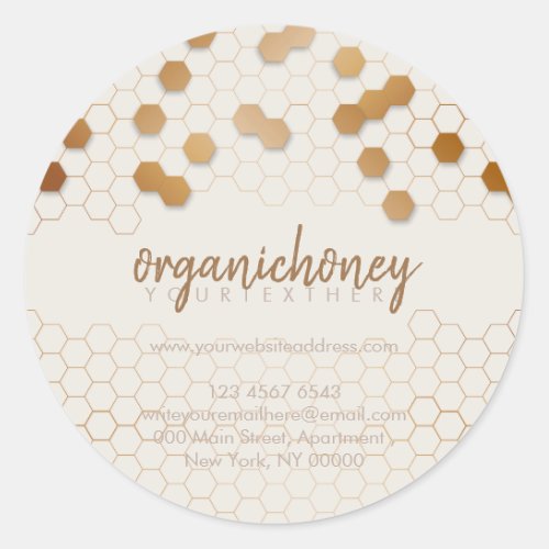 Apiarist Jar Bee wax Candle Gold Honeycomb Classic Round Sticker