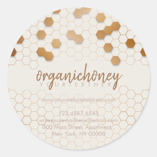 Apiarist Jar Bee wax Candle Gold Honeycomb Classic Round Sticker