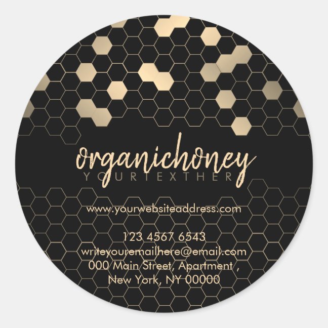 Apiarist Jar Beewax Candle Gold Honeycomb Classic Round Sticker