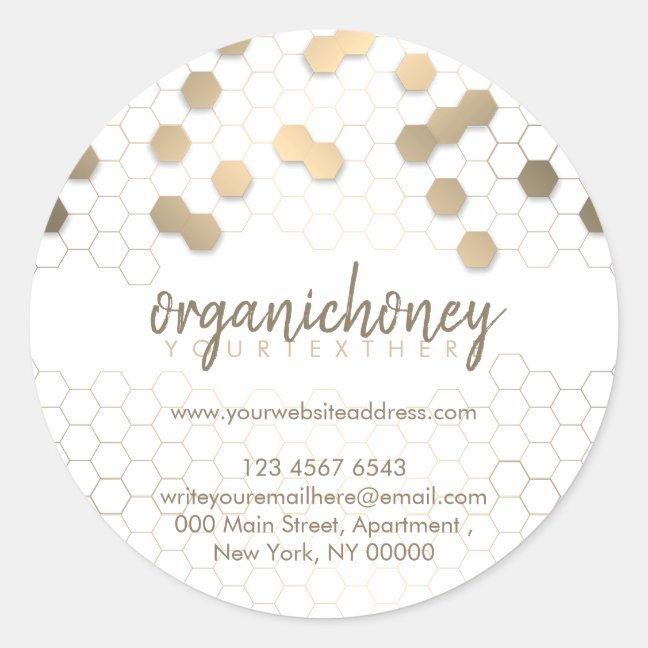 Apiarist Jar Beewax Gold Honeycomb Homemade Classic Round Sticker