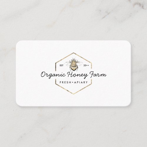 Apiarist Logo Gold Bumble Bee Honeycomb Business Card