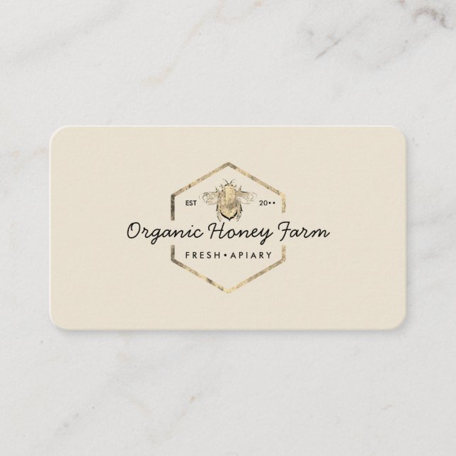 Apiarist Yellow Gold Bumble Bee Honeycomb Business Card (Front)