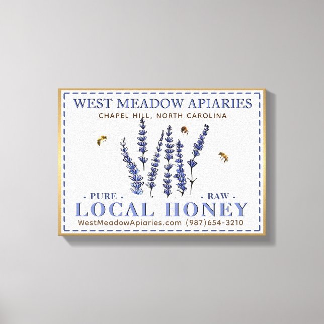 Apiary 3D Canvas Local Raw Honey Gold Frame Flower Print (Front)