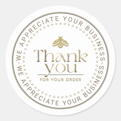 APIARY 3D GOLD HONEY BEE LOGO BUSINESS THANK YOU CLASSIC ROUND STICKER